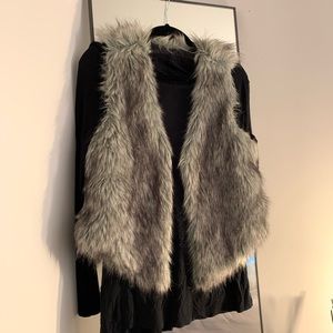 Buckle Grey Faux Fur Vest